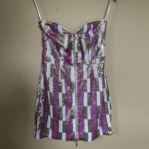 Hello Molly Sequin Mini Dress - Purple and Silver
